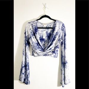Tie Dye  bell sleeve crop top